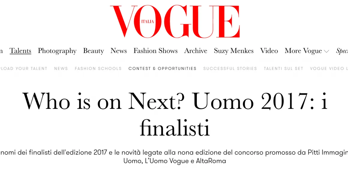Who is on next? I nostri berto4youngtalents?Matteo Lamandini e Milano140 finalisti al concorso di Vogue.